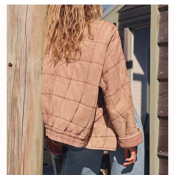 NWOT Free People Dolman Quilted Knit Jacket Dirty Rose - Picture 3 of 9